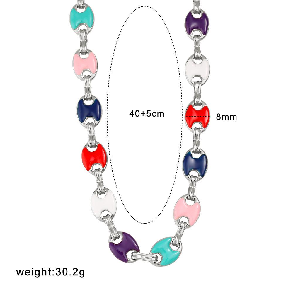 Creative Bohemian Titanium Steel Enamel Bracelet Necklace - Unisex Handmade Thick Square Link Chain
