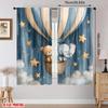 Blackout Starry Hot Air Balloon Print Curtain Polyester Nursery Decor Kids Room Window Treatment Set Of 2 Made With Rod Pocket Washable Ready