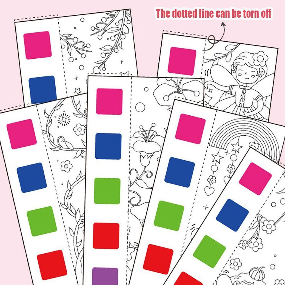 With Painting Brush Watercolor Coloring Book 12 Pages Mini Paint Pad  Children