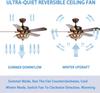 Retro Restaurant Ceiling Fan with Light Colored Glass Ceiling Fan Home Remote Control Wooden Leaf High Wind Ceiling Fan Light