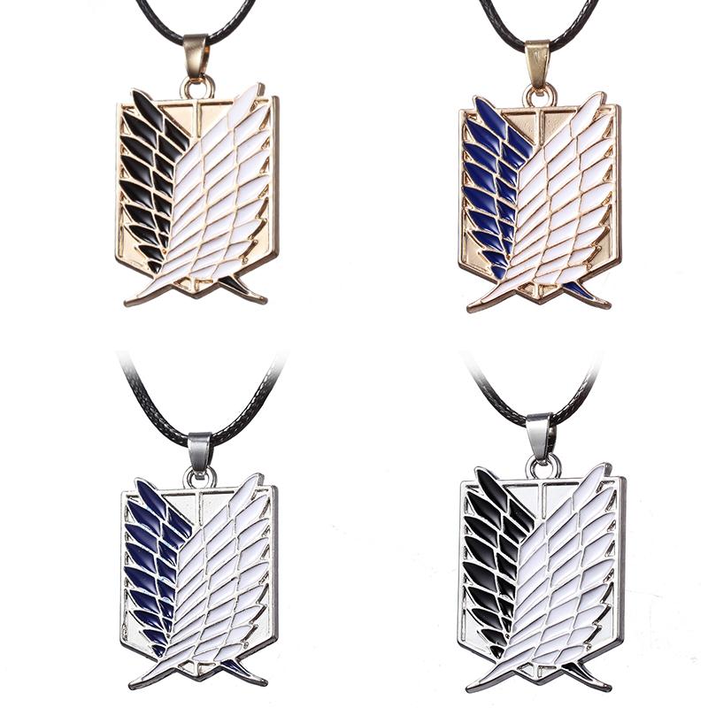 Attack On Titan Necklaces Pendants Wings Of Liberty Metal Unisex Leather Chain Fashion Children Jewelry Pendant Two Colors