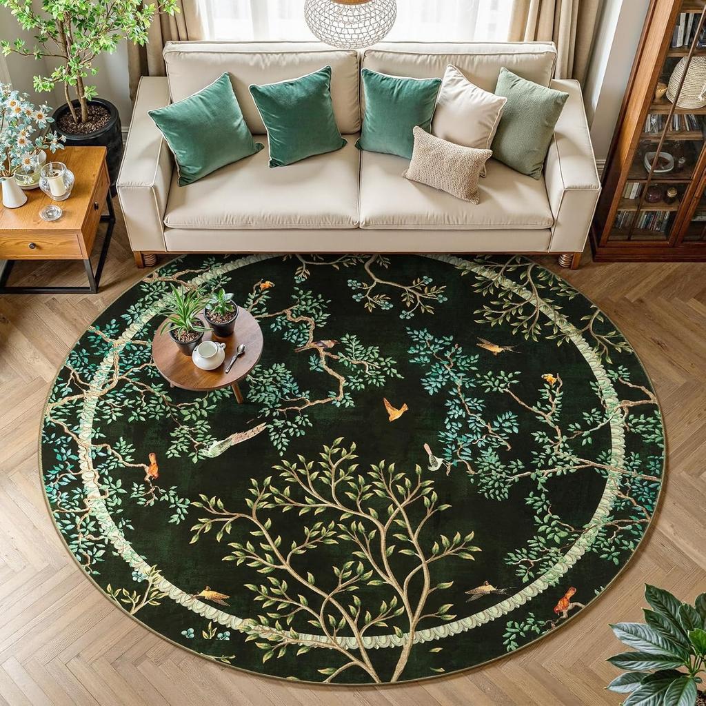Natur Wald Thema Runder Teppich Täglich Heimdeko Rutschfester Saugfähiger Teppich Boho Stil Wohnzimmer Schlafzimmer Stil Dekor Fußmatte