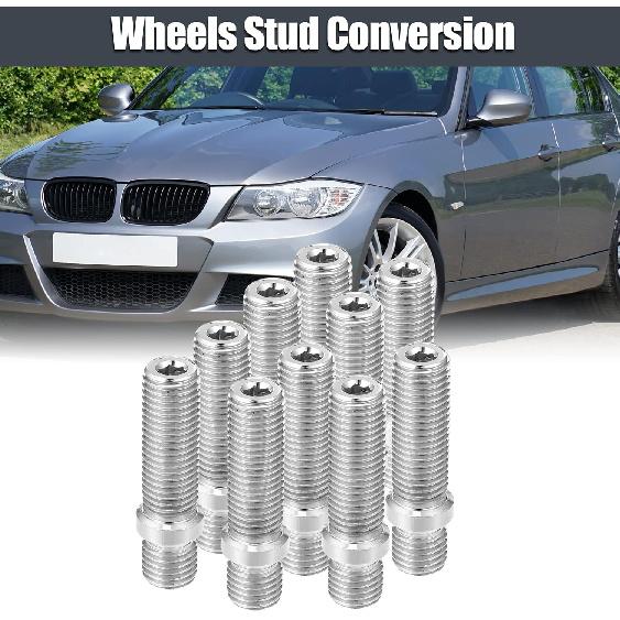

ACROPIX M12x1.5 to M12x1.5 50mm Wheel Stud Fit for BMW - Pack of 10 Silver Tone