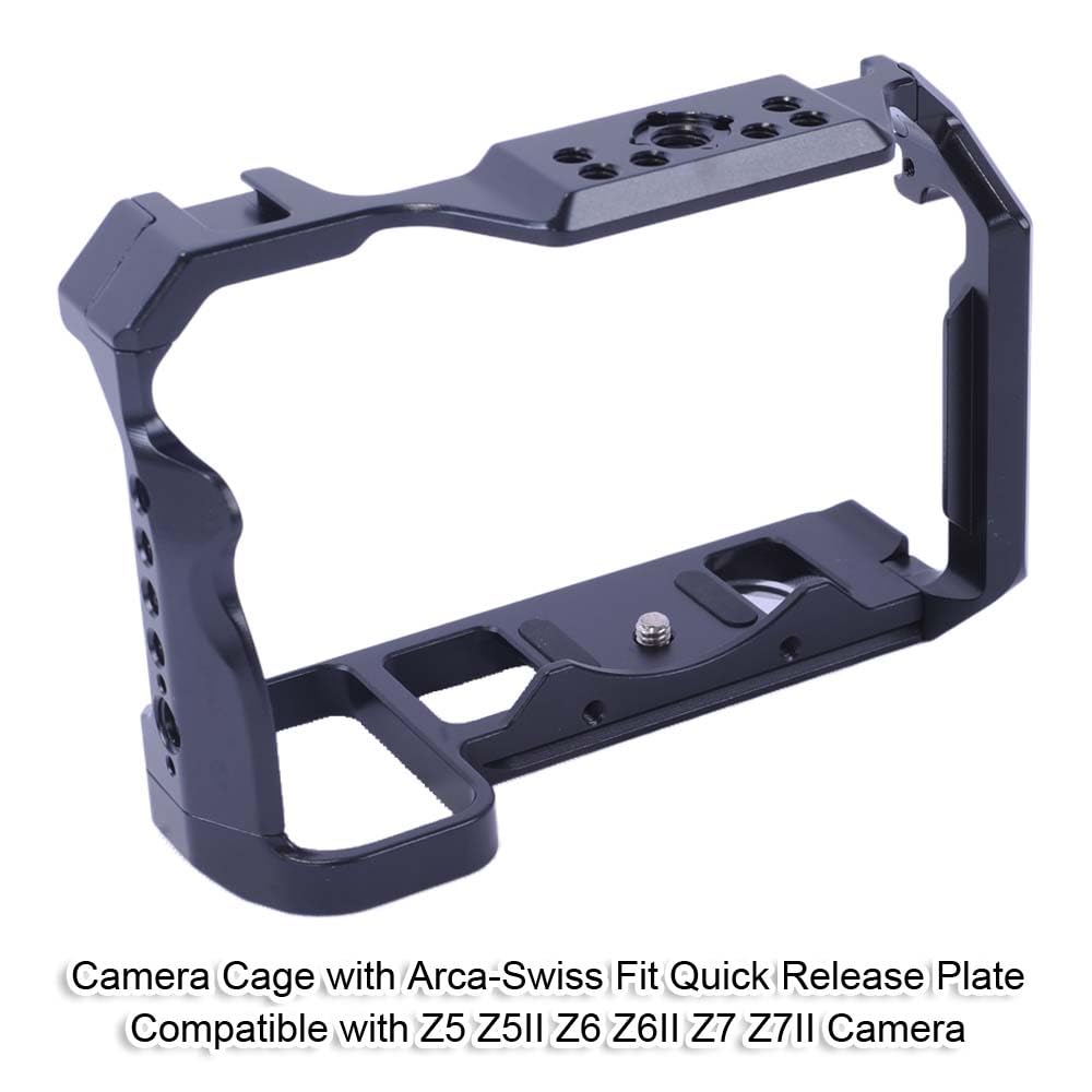 Nikon Z5 Z5II Z6 Z6II Z7 Z7II Camera Cage with Fit Quick Release Vlogging Video Shooting Filmmaking Rig Stabilizer with Dual Cold Shoe Arca-Swiss