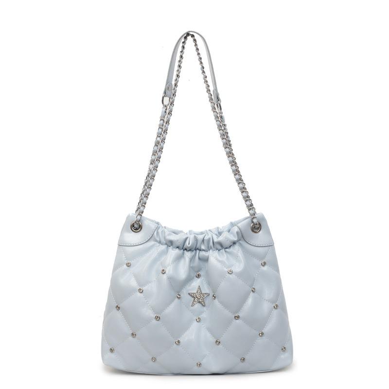 Rhombus chain small bag women's new fashion retro bucket bag versatile casual messenger bag