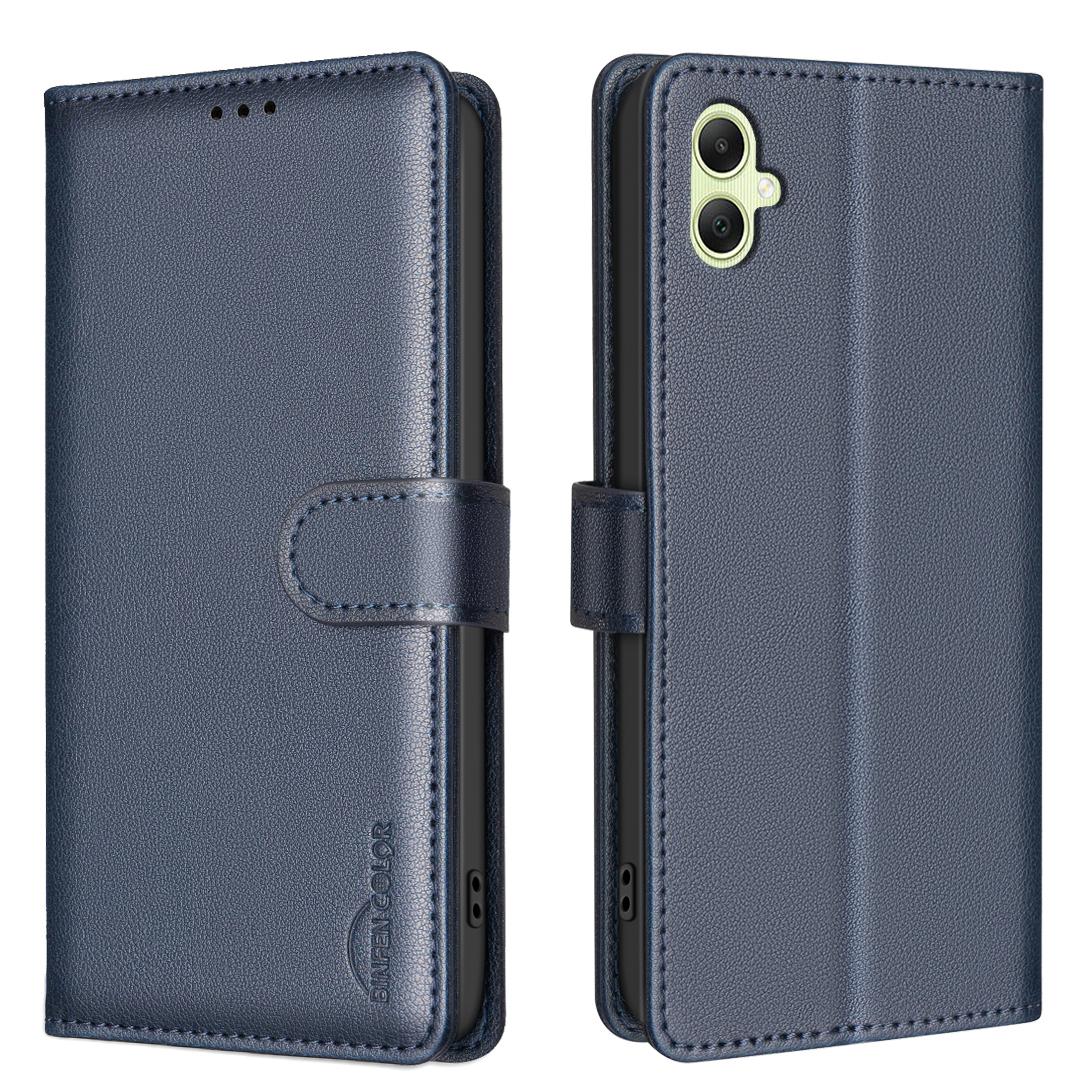 

BINFEN COLOR BF32 For Samsung Galaxy A05 4G Case RFID Blocking Card Slots Leather Cover Blue