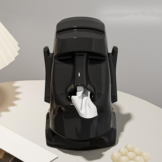 Tissue Box Stone Style Design Tissue Holder Wearing Headphones Easy To Clean Tissue Box Holder Artistic Home Decor