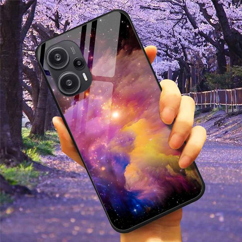 For Xiaomi Poco F5 5G / F5Pro Case Tempered Glass Lake Moon Hard Phone Cover for POCO F5 Pro Capas Funda on PocoF5 Luxury Coque