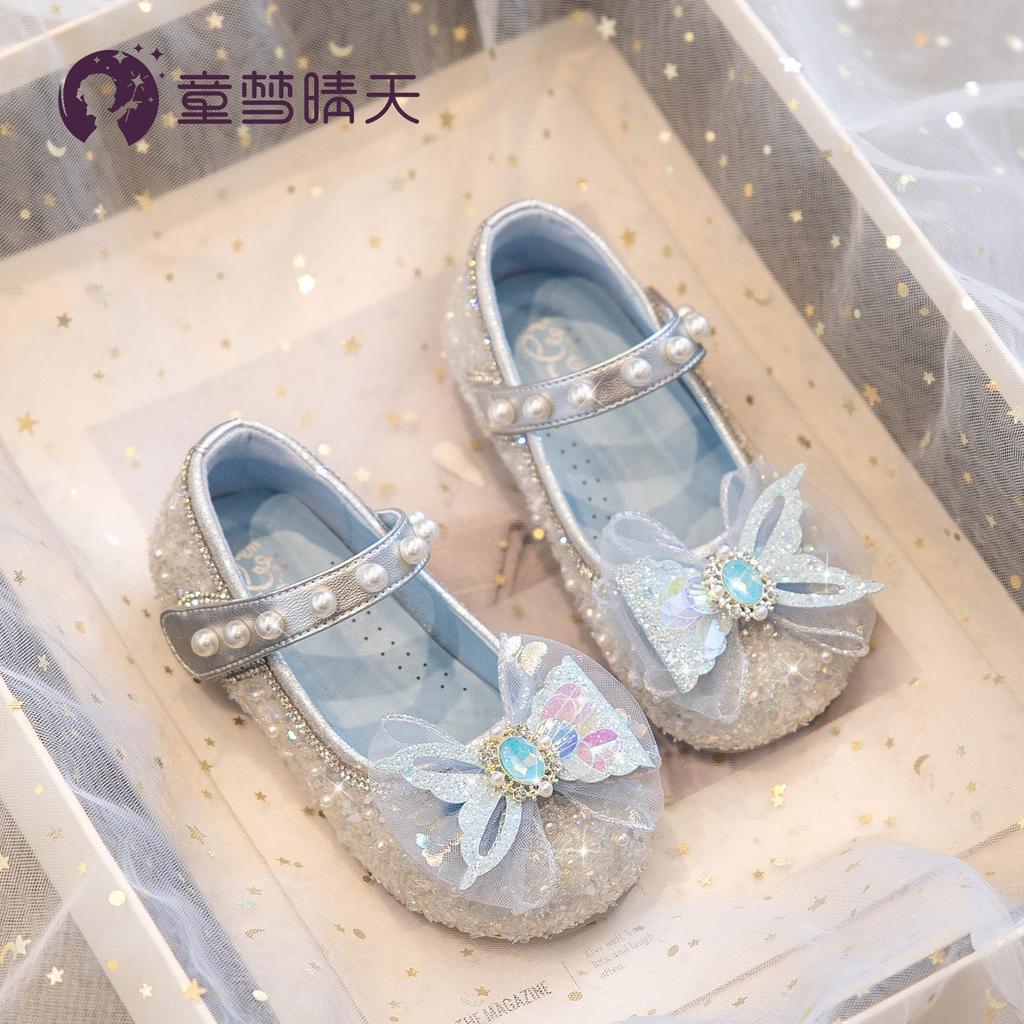 Velikost 26-33 Dívčí princeznovské boty 2025 Jaro Malá dívka Křišťálové boty 3-6 letá dívka Princezna Elsa boty