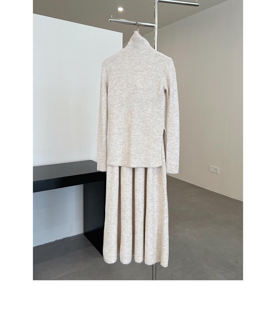 Clearance: High Elasticity Long-Sleeve Sweater & Half-Skirt Trousers Set (Non-Returnable)