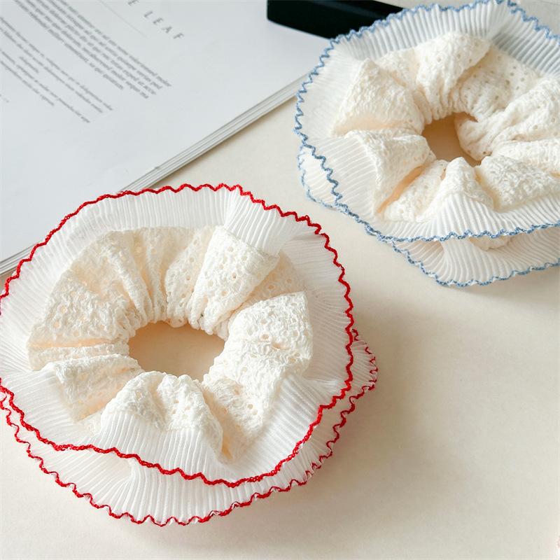 French Sweet Lace Intestine Loop Headband Women's Large Elastic Hair Rope Ringfor Girls Fashion Hair Accessories Headwear