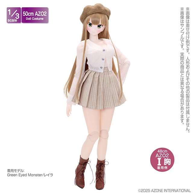 Azone International AZO2 Pleated Skirt Beige Check 1/3