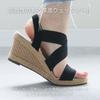 7cm heel rubber fit sandals for [Sest] women, S, black, AHS0401-BLK-S