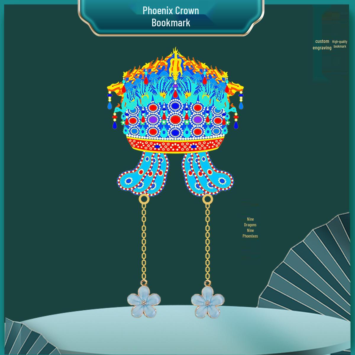 Treasure Vase Hairpin & Phoenix Crown Bookmark - Nine Dragons & Phoenix Pattern Souvenir