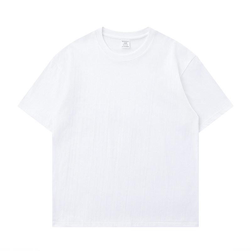 

200g Heavyweight Unisex White Short Sleeve T-shirt - Pure Cotton, Loose Fit, Japanese Style, Trendy Base Layer for All Seasons. 4XL (195-210 lbs) белый
