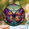 HOTIYOK Colourful Butterfly Stained Acrylic Window Hangings Cute Ornaments Wall Art Decor for Home Coffee Bar, Birthday Party Decorations