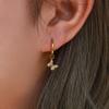 Trendy 18K Gold Waterproof Stainless Steel Earrings Dangling Diamond Cross Star Butterfly Pendant 18K Gold Body Jewelry Zircon