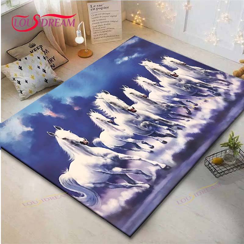 Hot Fashion Classical Galloping Horses Printed Carpet Outdoor Rug Area Rug Non-slip Carpet Bedroom Decor Carpet for Room Gift