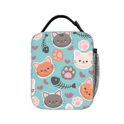Cute Kawaii Cats Lunch Bag Picnic Portable Insulated Thermal Lunch Bags For Child  Oxford Graphic Design Cooler Bag