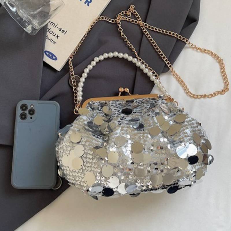 Evening Clutch Bag With Sequin Shell Design For Formal Events And Party Wear