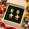 Oil Dropping Earrings 1 Pair Women Christmas Dripping Earrings, Santa Claus Xmas Daily Wear Tree Sleigh Dangle Earring, Lightweight Hypoallergenic