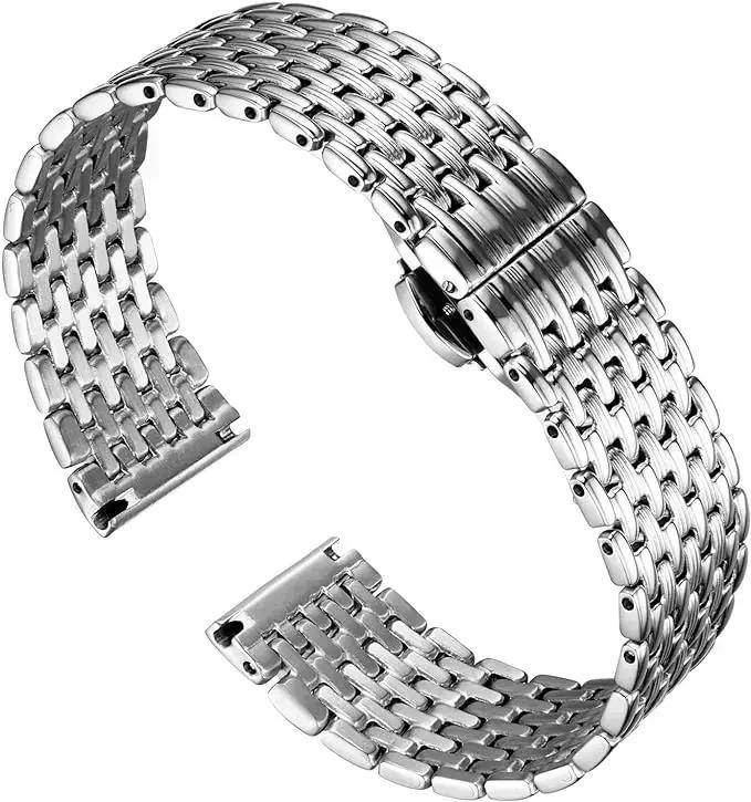 

Stainless Steel Watch Band for OB DW Longines L4 Comfortable To Wear Double Press Butterfly Buckle Watch Strap 14mm 16 18 20mm 22mm срібний