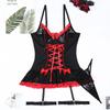 Sexy underwear pure desire wind lace cross strap bow black banged white cute girl suit 02