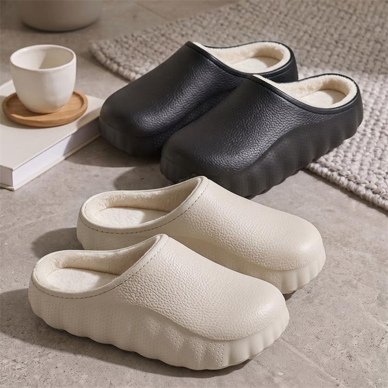 Men Warm Winter Cotton Shoes Women Warm Fur Home Slippers EVA Non-Slip Plush Slippers Indoor Couple Thick Sole Footwear Slides