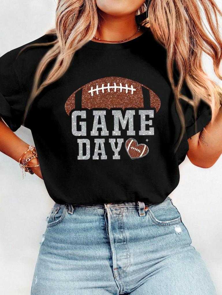 Game Day Football Graphic Cotton Unisex Tshirt Fashion Brand Summer Round Neck Simple Casual Short Sleeve Loose Basic Top Tee