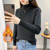 2025 Women's Autumn/Winter Half-High Collar Velvet-Lined Knit Sweater