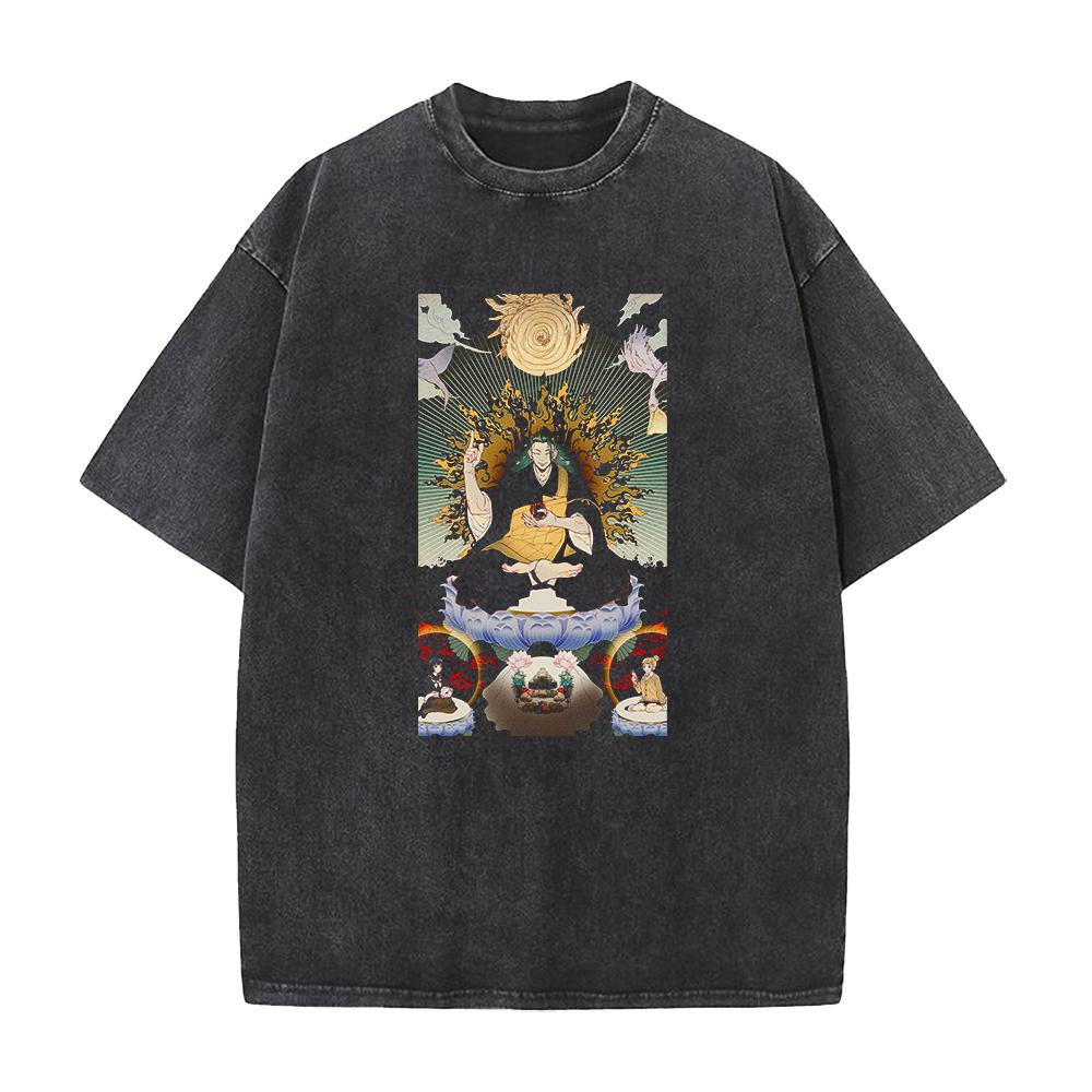 Anime Jujutsu Kaisen Geto Suguru Printed Tshirt Mens and Womens Washed Tshirt High Quality Vintage Cotton Tshirt Top