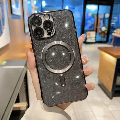 Luxury Electroplate Magsafe Wireless Charge Phone Case For iPhone 14 13 12 11 Pro Max Plus XS XR XS Max Soft Bumper Glitter Cover