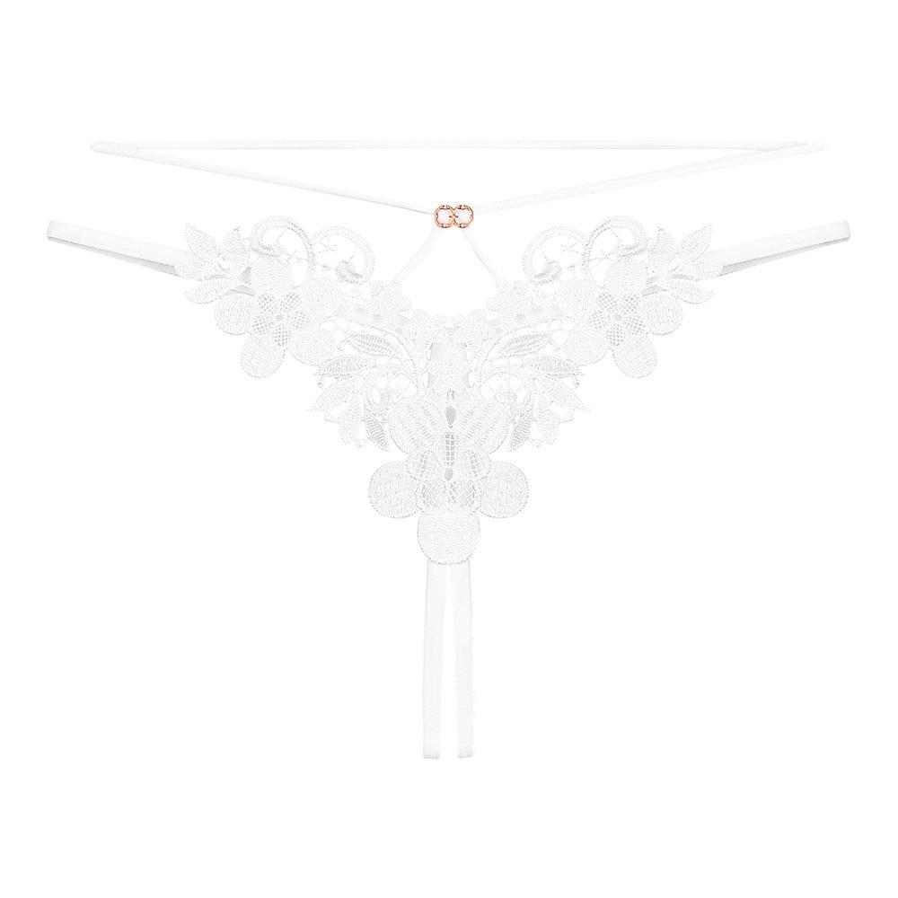 French Aesthetic Embroidered Sexy Panties Female Interest Hollow Interwoven Diamond Jewelry Temptation Open Crotch Free Hot Thong