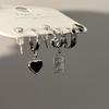 Punk Silver Color Metal Cherry Earring Heart Long Tassel Chain Y2K Irregular Bear Bowknot Hoop Earrings for Women Party Jewelry