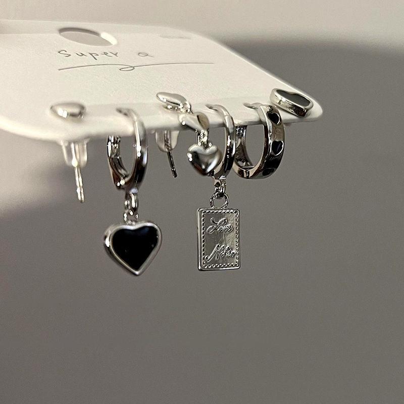 Punk Silver Color Metal Cherry Earring Heart Long Tassel Chain Y2K Irregular Bear Bowknot Hoop Earrings for Women Party Jewelry