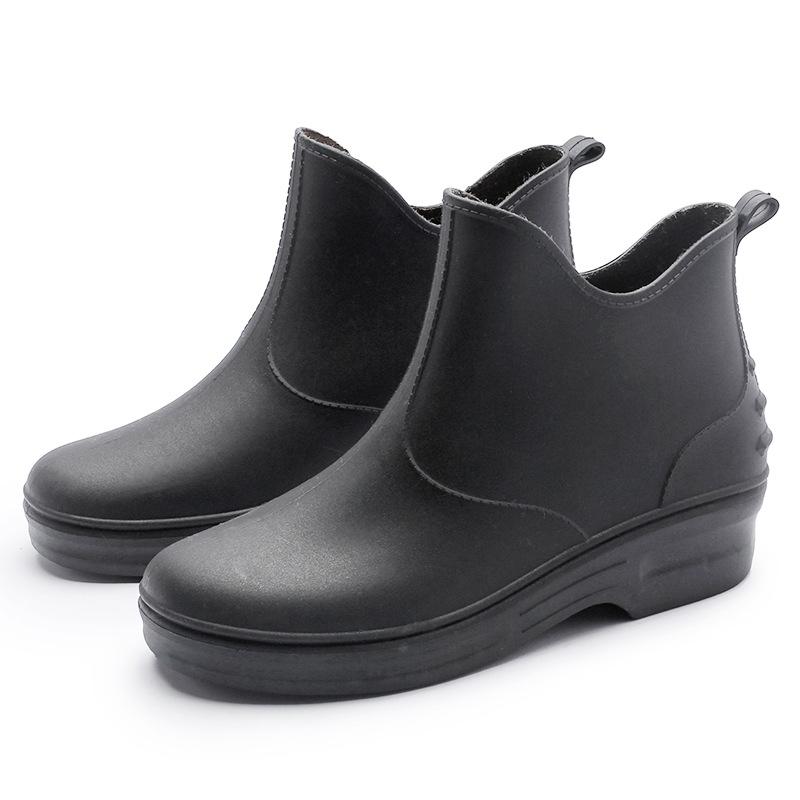 Low-top rain shoes women's fashion adult outdoor waterproof shoes kitchen short work water shoes warm non-slip glue shoes women