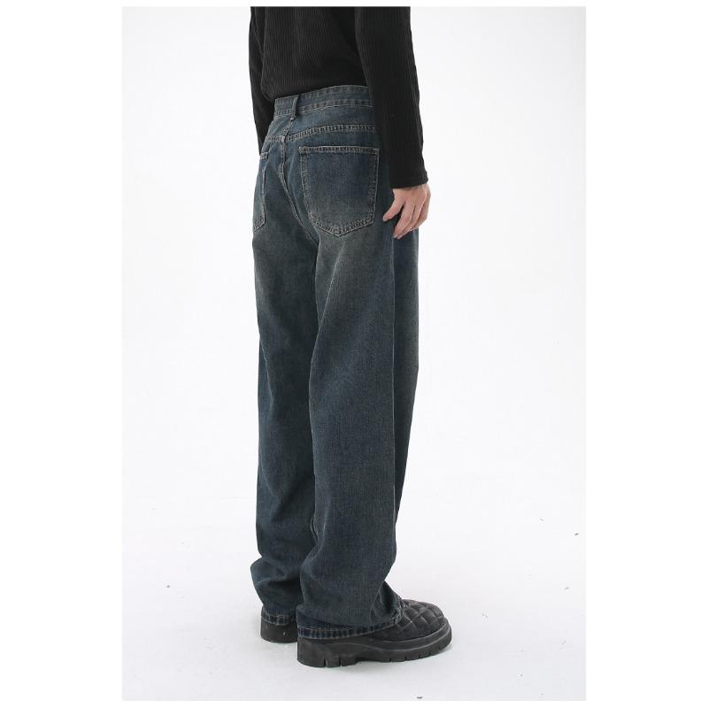 Versatile Long Trousers Washed and Old Denim Blue Loose Straight Casual Pants Straight Loose Jeans for Men Fashionable and Comfortable Pants