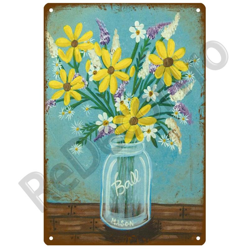 Garden Flower Rules Metal Sign Vintage Metal Plaque Plates Decor For Pub Bar Home Wall Decor Art Tin Signs Flower Poster Gift