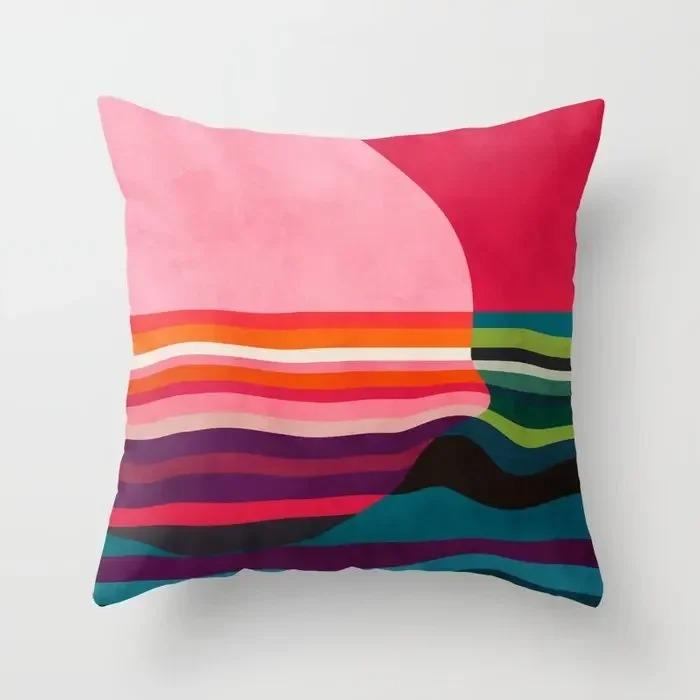 Nordic Morandi Geometric Abstract Rainbow Decorative Home Pillowcase Cushion Cover