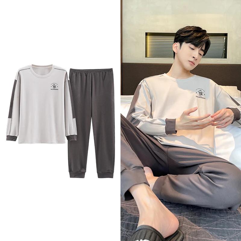 Hjorteutskrift Elegant pyjamassett for mann Høst Vinter Mote Myk bomull Herre Loungewear Komfortabelt nattøy