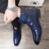 Herren Stiefeletten Blau Schwarz Business Runde Zehe Reißverschluss PU Herrenstiefel Kostenloser Versand Größe 38-48 Motorradstiefel