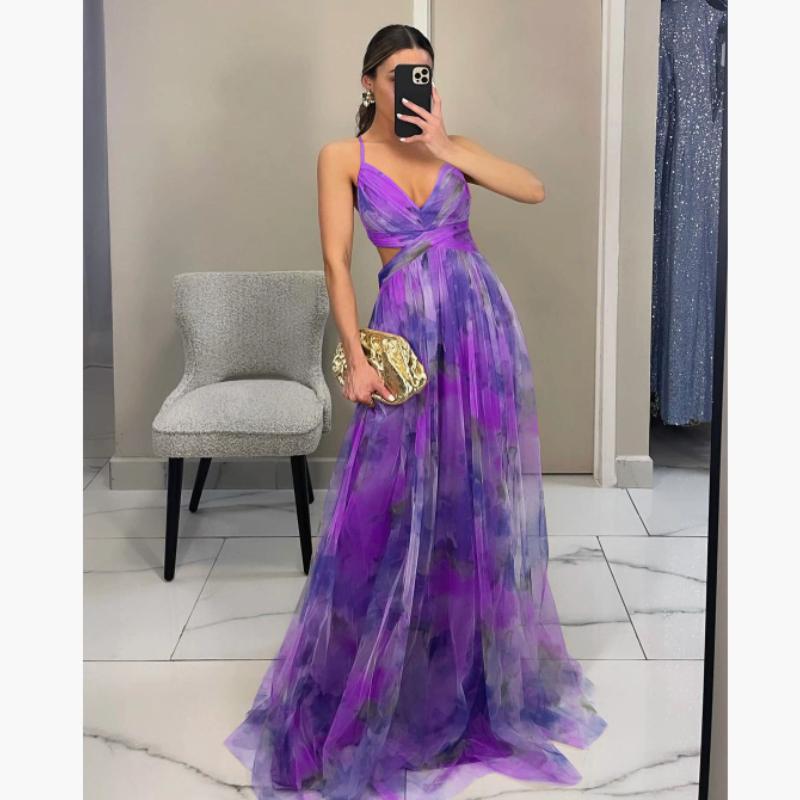 

Весенне-летнее сетчатое платье-сарафан с принтом INS для отпуска, повседневное, для вечеринки L фиолетовый