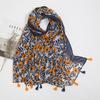 Fashion Luxury Ink Painting Floral Tassel Viscose Shawl Scarf Lady High Quality Wrap Pashmina Stole Bufandas Muslim Hijab