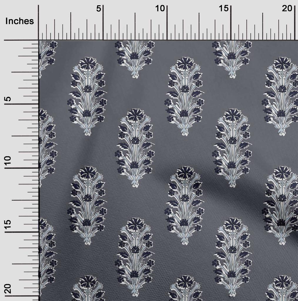 oneOone Cotton Flex Fabric Leaves & Floral Block Print Fabric By The Yard 40 Inch