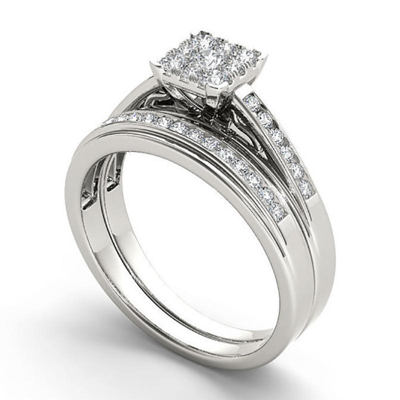 

Популярные европейские и американские серебряные женские повседневные аксессуары с микроинкрустацией белым цирконом, набор из двух частей