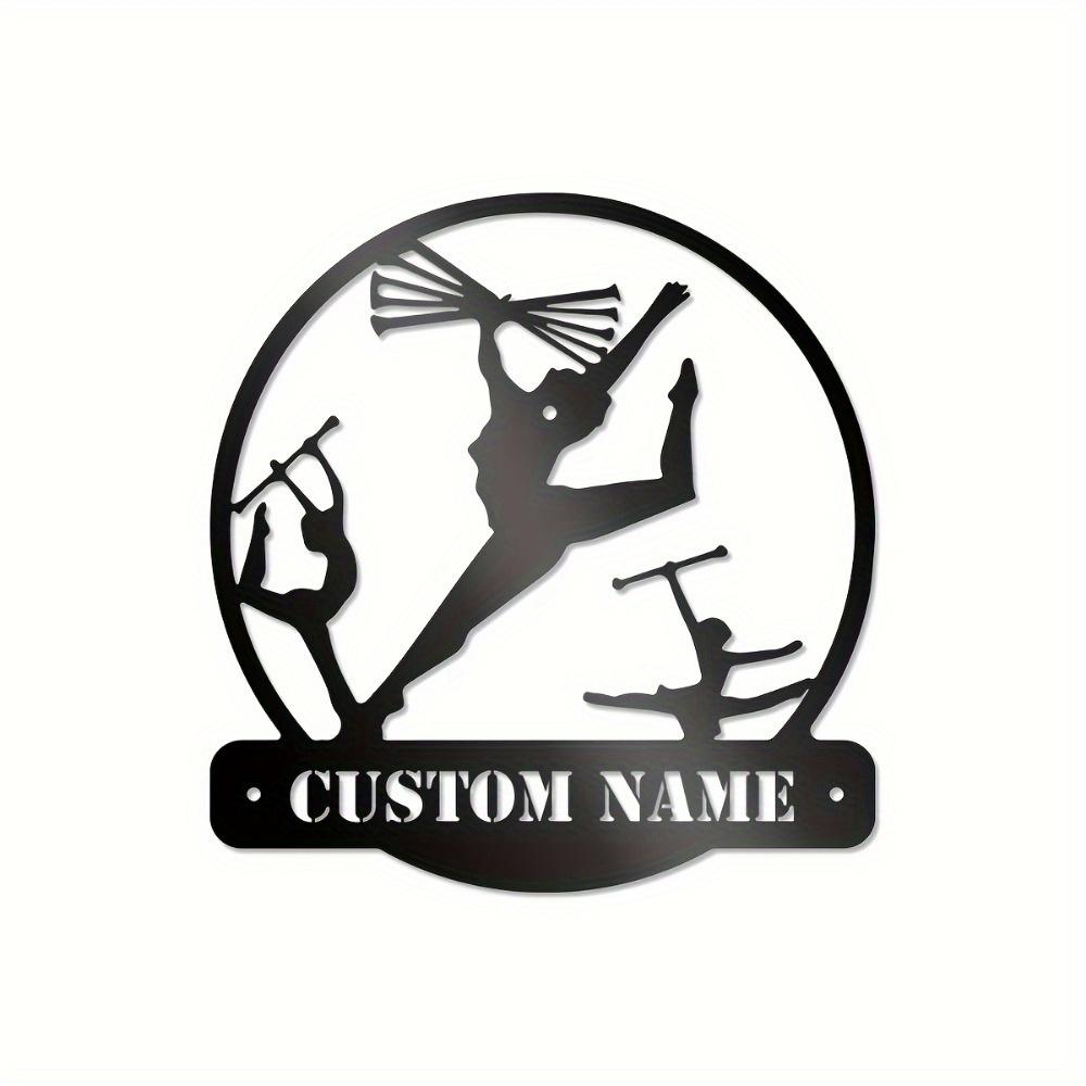 Individuelles Metallschild Schwarz Gymnastik Wandkunst Personalisierter Name Adresse Tanz Sport Fan Dekor