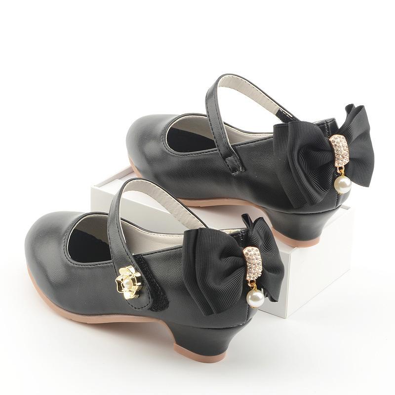 Girls' Fashionable High Heels Korean Style Princess Shoes All-match Shallow-mouth Leather Shoes