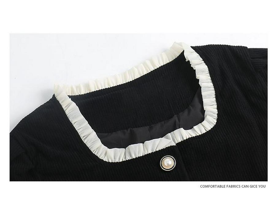 Chic Women's Long Sleeve Top and Skirt Autumn/Winter Two-Piece Set with Edge Design