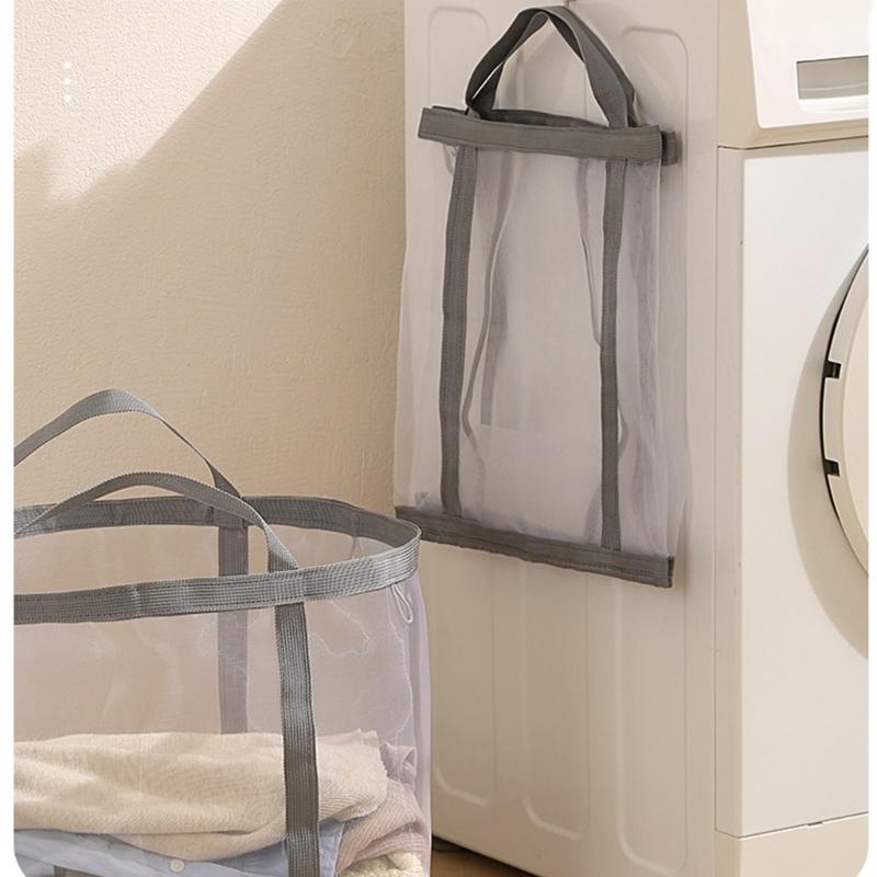 Foldable Large Capacity Clothes Storage Basket with Breathable Nylon Meshes for Home Organization Space Saving and Odor Prevention Ideal for Families
