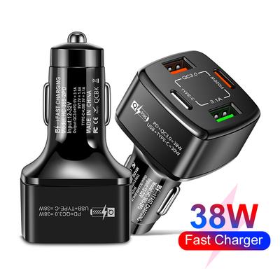 38W Dual PD USB Ports Car Fast Charger Type C USB 12V Adapter QC 3.0 Charging Laptop Powerful Cell Mobile Phone Charger for Car